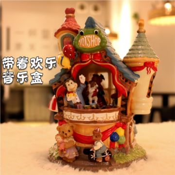 树脂儿童乐园旋转八音盒音乐盒创意生日圣诞节儿童节礼物送女生