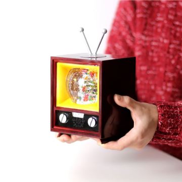 飘雪花带灯电视机圣诞老人水晶球八音盒音乐盒创意圣诞节生日礼物特别