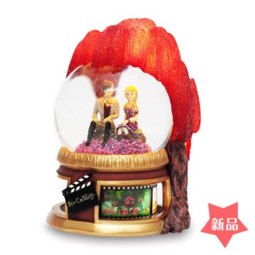 JARLL旋转自喷雪花带灯水晶球灰姑娘八音盒音乐盒创意结婚情人节礼物