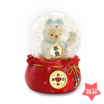 飘亮片雪花招财猫水晶球八音盒音乐盒圣诞节乔迁开业典礼创意礼物特别
