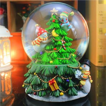 飘雪花旋转带灯圣诞树水晶球八音盒创意生日圣诞节万圣节礼物送儿童女生