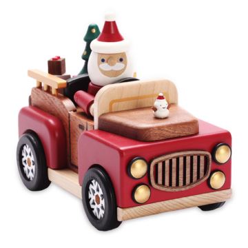 Jeancard木质圣诞老人开车八音盒音乐盒创意生日圣诞节礼物送男女生