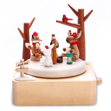 Jeancard冬季野营旋转木质八音盒音乐盒创意生日圣诞节礼物送男女生