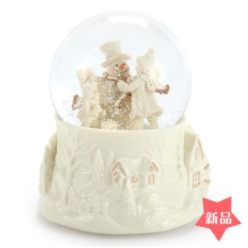 Jarll旋转飘雪花带灯雪人水晶球八音盒音乐盒圣诞节情人节生日创意礼物