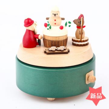 Jeancard木质旋转雪人蛋糕八音盒音乐盒圣诞节情人节生日创意礼物刻字