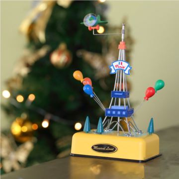 台湾进口埃菲尔铁塔旋转飞机八音盒音乐盒创意生日情人节礼物送男女生