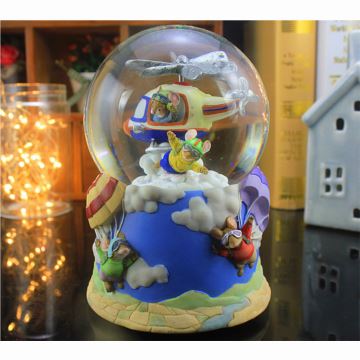 飘亮片雪花旋转直升机水晶球八音盒音乐盒创意生日圣诞节礼物送男女生