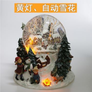 自动飘雪花七彩灯圣诞水晶球八音盒音乐盒圣诞节生日创意礼物浪漫特别