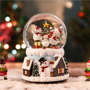 自动飘雪花声控发光旋转圣诞水晶球八音盒音乐盒创意生日圣诞节礼物