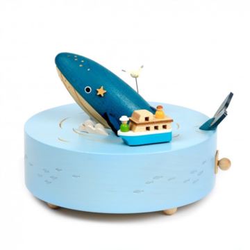 Jeancard木质抹香鲸音乐盒大海鲸鱼八音盒七夕情人儿童女生日圣诞礼物