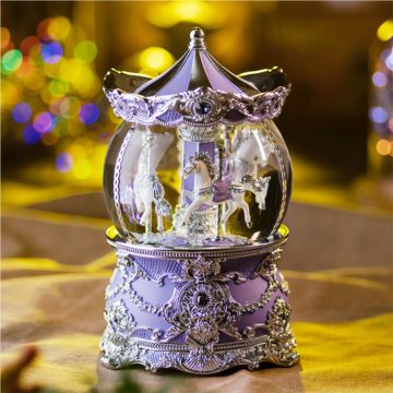 Jarll旋转飘亮片带灯水晶球八音盒音乐盒创意生日情人节圣诞节礼物浪漫