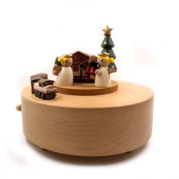 台湾jeancard木质天使圣诞树旋转八音盒音乐盒生日情人节新年礼物送男女