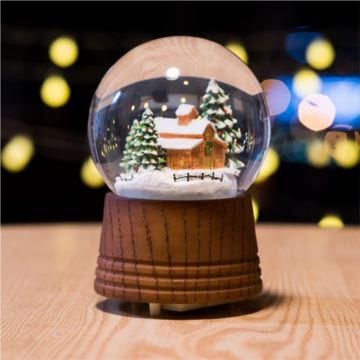 森林雪屋发光旋转水晶球八音盒音乐盒创意生日圣诞礼物送男女生特别