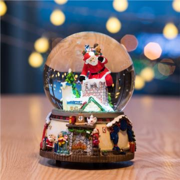 飘雪花圣诞老人爬烟囱水晶球八音盒音乐盒创意生日新年礼物送孩子男女