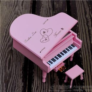 三角钢琴音乐盒木制八音盒 天空之城卡农 女生日情人节礼物摆设