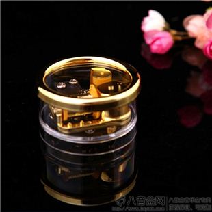 Sanyo机芯 镀金亚克力圆盒音乐盒 八音盒礼品 创意浪漫工艺品