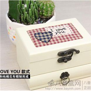 日本进口原装18音原木布艺首饰八音盒音乐盒进口Sankyo机芯 送女友生日礼物