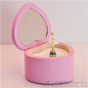 进口Sankyo木质心形芭蕾舞女孩跳舞首饰盒八音盒音乐盒 创意生日结婚礼物女生实用