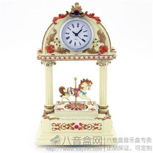 台湾万山复古旋转木马时钟八音盒音乐盒创意送女生日特别礼物家居摆件