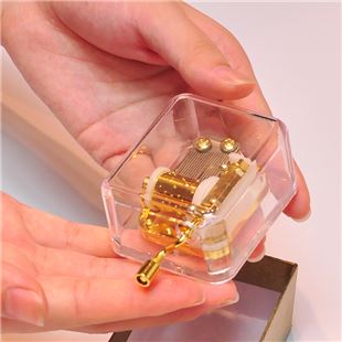 透明镀金机芯 迷你手摇音乐盒八音盒生日礼物女生小礼品 送礼盒
