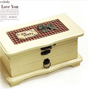 日本进口原装18音原木布艺首饰八音盒音乐盒进口Sankyo机芯 送女友生日礼物 