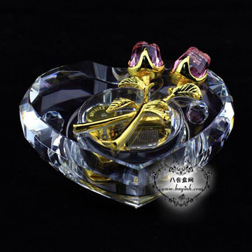 韵升雷曼士水晶粉色玫瑰音乐盒八音盒YB8C38A创意送女生日情人节礼物