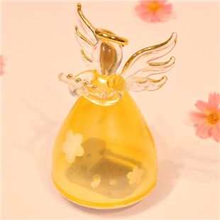 日本Sankyo18音玻璃天使旋转音乐盒八音盒 情人节礼物结婚生日创意礼品送女友