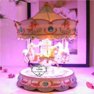 台湾万山可升降旋转木马音乐盒八音盒天空之城创意送女生日圣诞节礼物