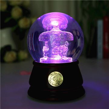 台湾WSA复古木质大号旋转木马水晶球音乐盒八音盒创意送女生日圣诞节礼物