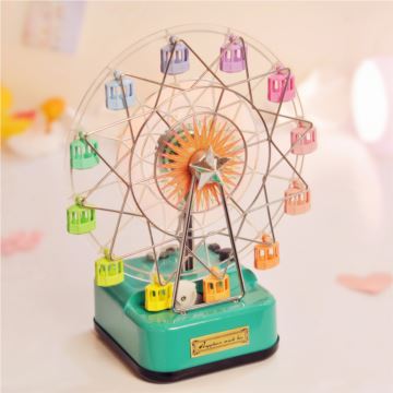 进口18音七彩发光浪漫旋转摩天轮音乐盒八音盒 创意生日礼物送男女友 家居摆件