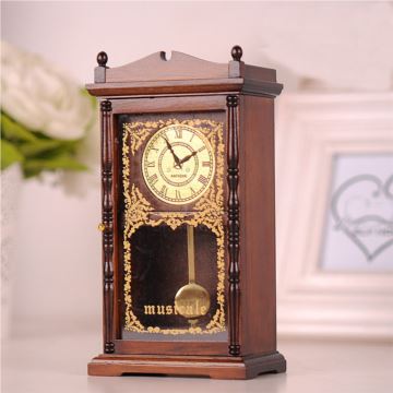 日本Sankyo18音木质复古座钟音乐盒八音盒创意家居摆件新奇特装饰品收藏品