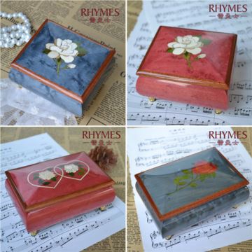 雷曼士木质八音盒首饰盒创意礼品婚庆情人节生日礼物摆件音乐盒高档