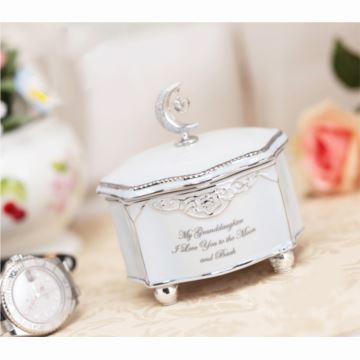 进口18音银色月亮陶瓷八音盒音乐盒情人节七夕礼物创意生日结婚庆礼品